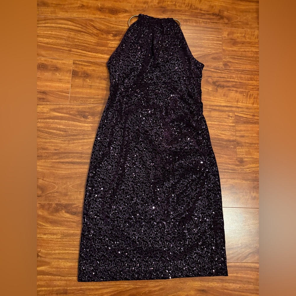 Eliza J Deep Purple Sequin Backless Dress
